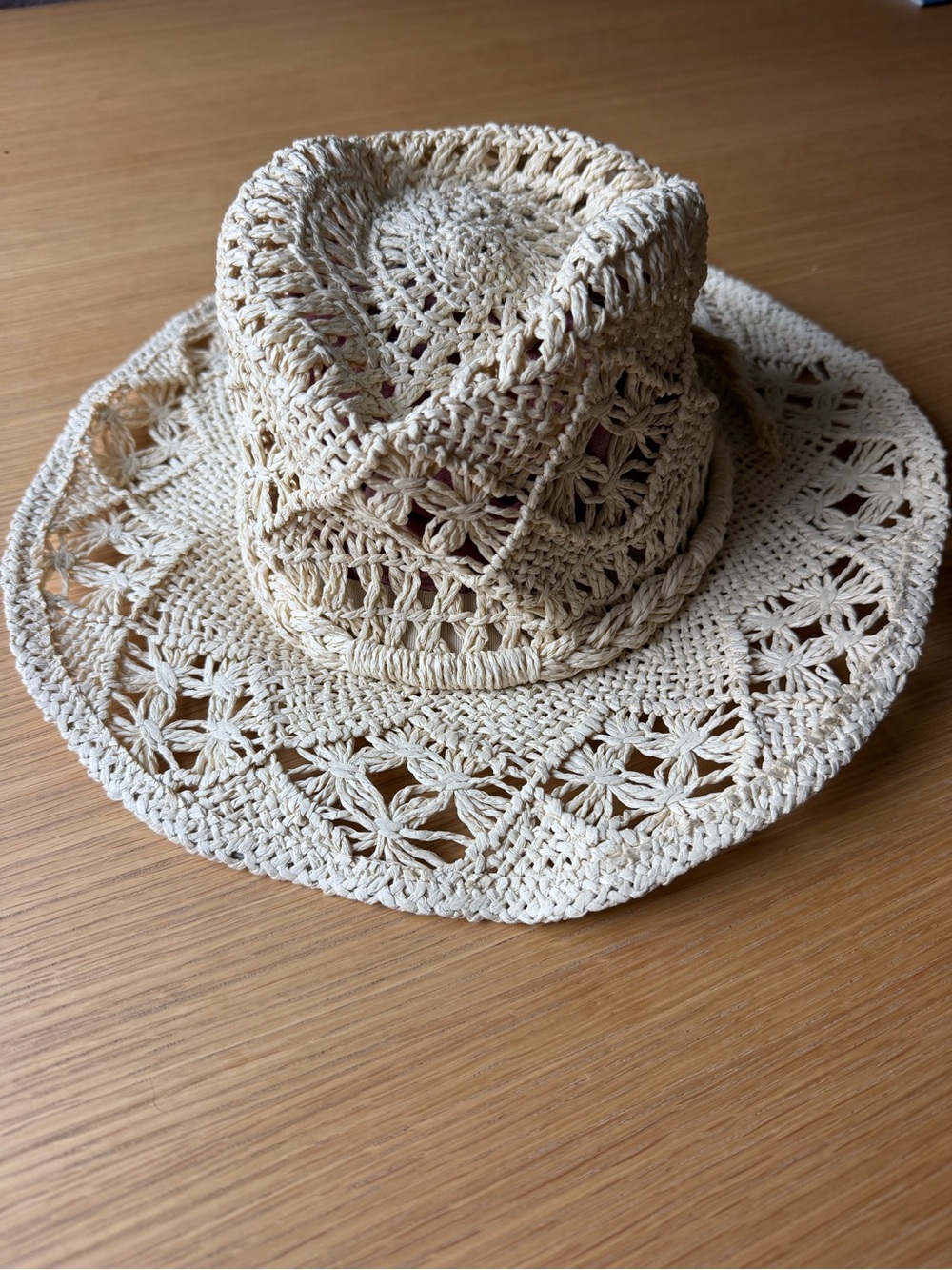 NWT STEVE MADDEN HAILEY Straw Cowboy Hat Natural Beige Braided Trim - Picture 1 of 8